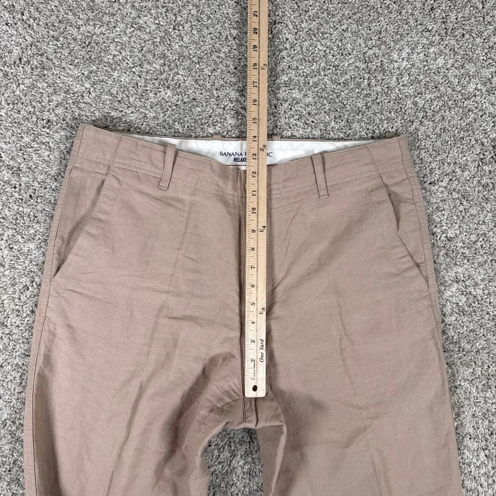 Banana Republic Pants Mens 35x32 Tan Linen‎ Blend Chino Relaxed Fit Drawstring